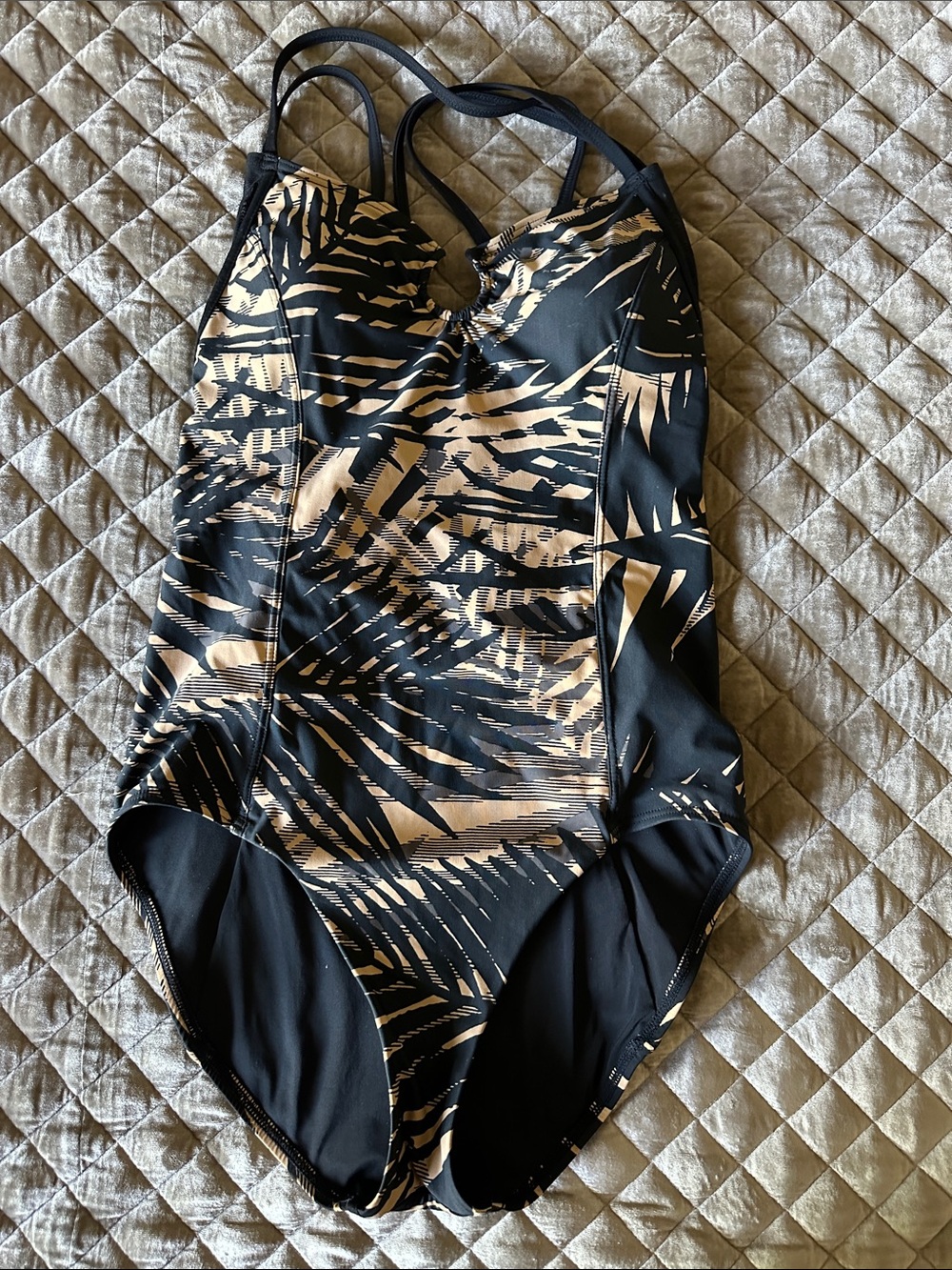 Women's Black & Beige Printed One-Piece Swimsuit